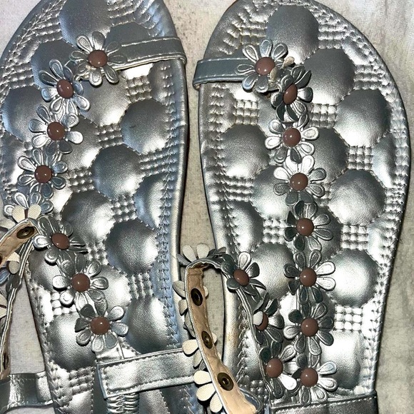Set of 3 Flower sandals pink silver white - Picture 4 of 5